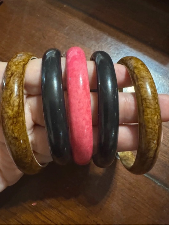 Zara Jewelry - Zara Pink, Black & Brown Resin Bangle Set